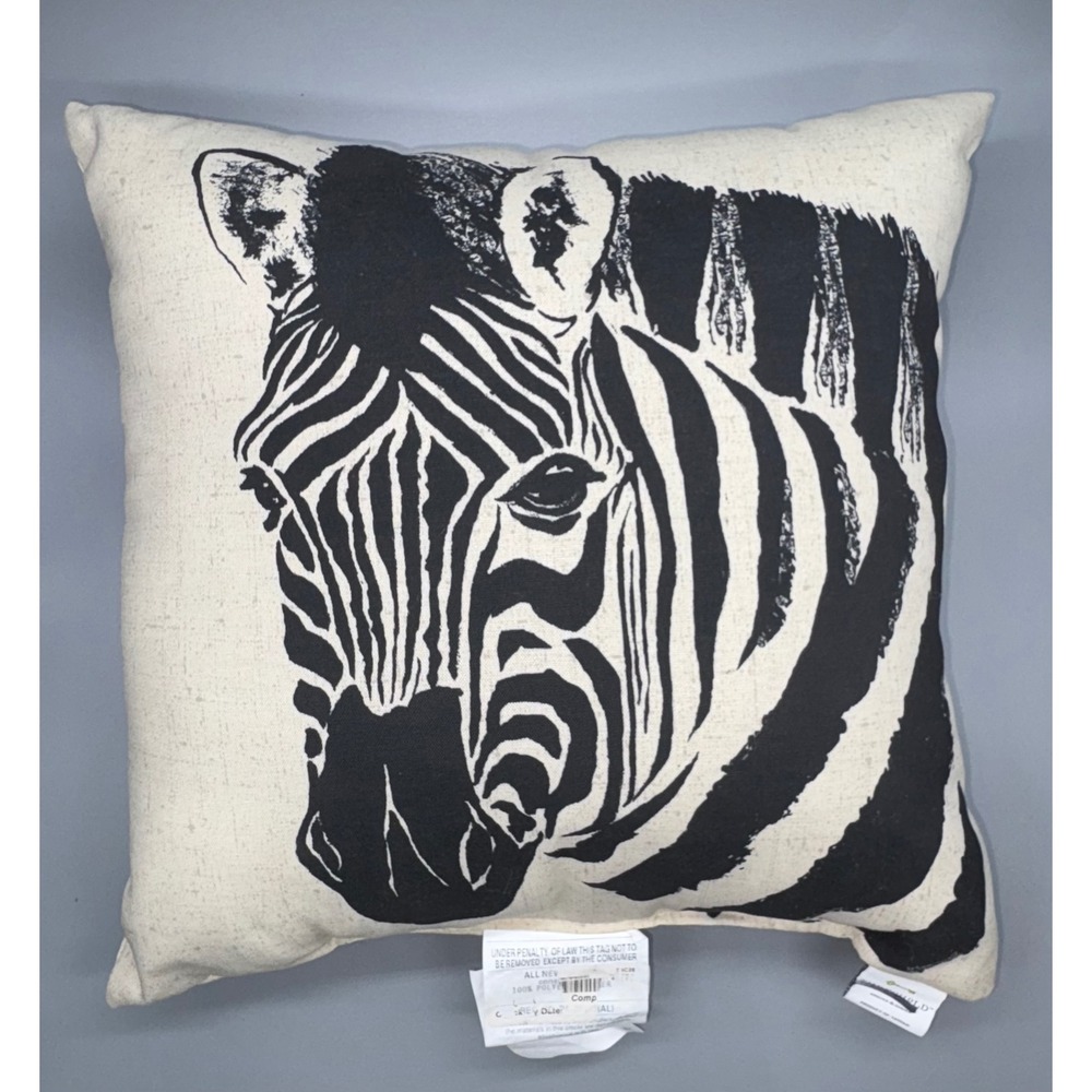 Threshold Zebra Print Throw Pillow Square Decorative Accent Black White